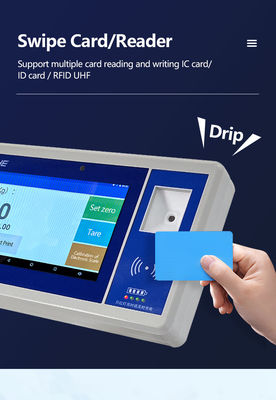 Affichage LCD ABS de 7 pouces Écran intelligent Android avec code QR Caméra à batterie Indicateur de poids et capteur de carte à balayage