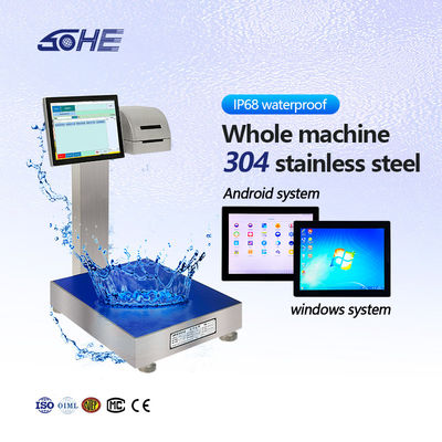 Impression d'étiquettes à échelle intelligente entièrement étanche avec écran intelligent et acier inoxydable 304