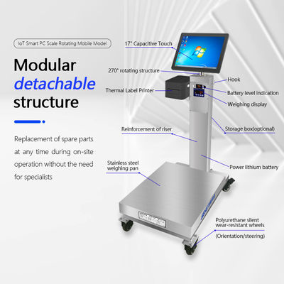 Échelle de plate-forme industrielle de 60 cm sur 80 cm avec écran tactile Android rotatif de 15 pouces