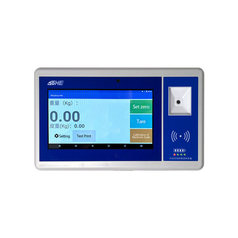 Affichage LCD ABS de 7 pouces Écran intelligent Android avec code QR Caméra à batterie Indicateur de poids et capteur de carte à balayage