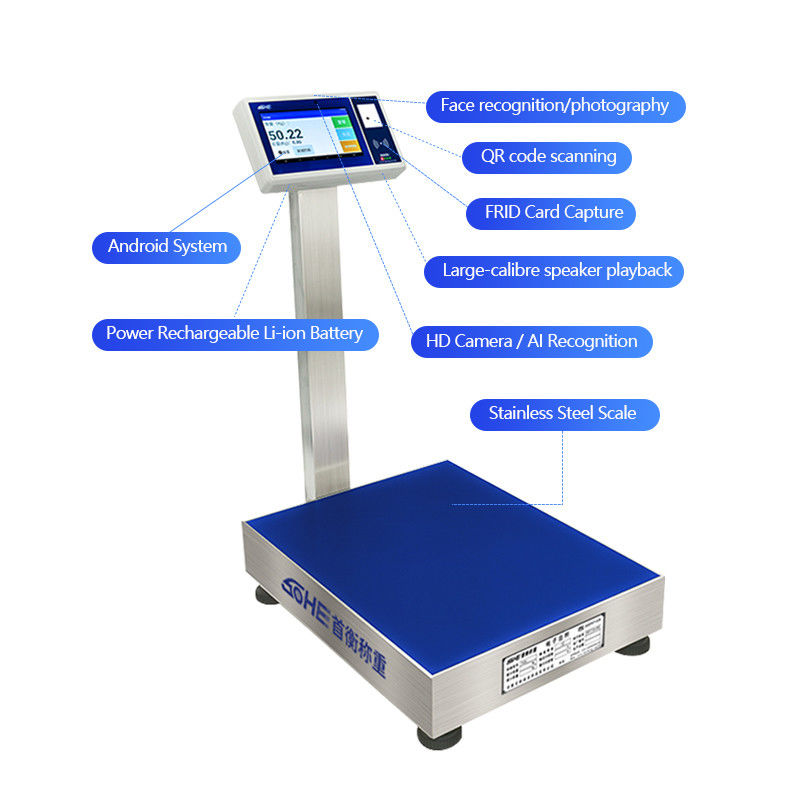 15 kg-800 kg de capacité Balance intelligente industrielle avec écran LCD de 7 pouces et système Android